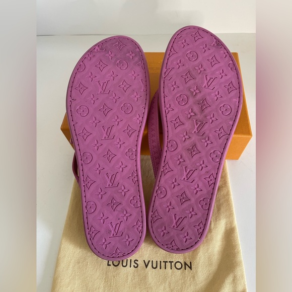Louis Vuitton Rose Pink Monogram Ipanema Leather Flip Flop Sandals with dust bag - Picture 6 of 12